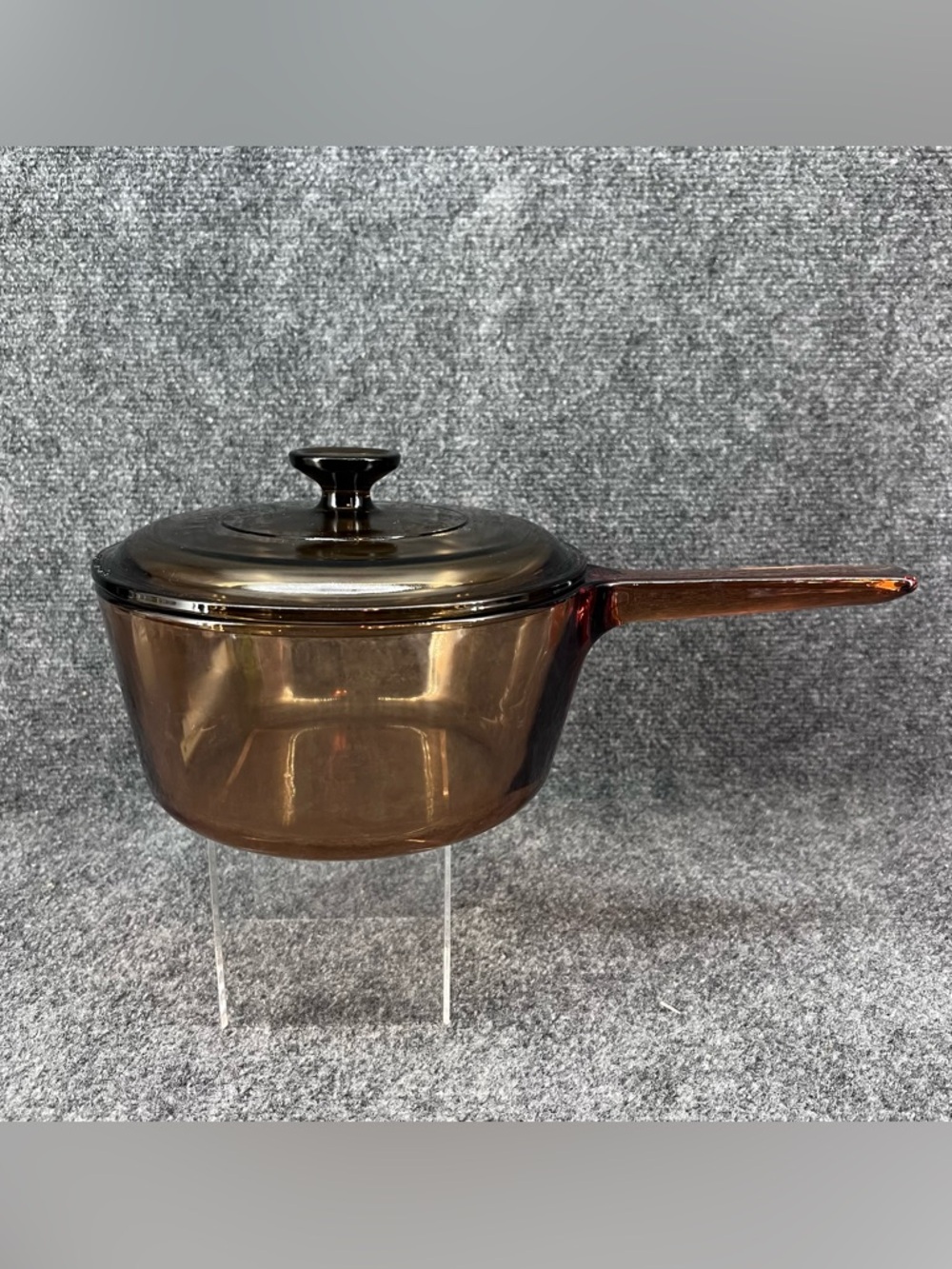 Visions Amber Saucepan Pot W/ Pyrex Lid Cookware V 2.5 B & N 2.5 C France Vtg